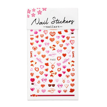 Adhesivos para uñas con corazones de San Valentín F632