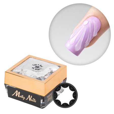 TOP & GEL NO WIPE 3D von MollyNails für Verzierungen und Effekte, HEMA/Di-HEMA-frei, 5 g + Sicherheitsring