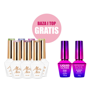 7-Color Glacier Crush Cat Eye Set (HEMA/Di-HEMA Free) + FREE Base and Top Coats (S.O.S. Antidotum, Liquid Glass)