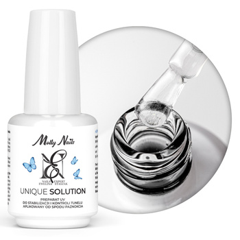 Preparat UV do stabilizacji i kontroli tunelu aplikowany od spodu paznokcia Unique Solution by Ewelina Staszak MollyNails HEMA/Di-HEMA Free 15 g