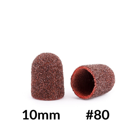 Schleifkappen für die Pediküre mit Baumwollkern, 10 mm, Körnung 80, braun, AlleMed, 10 Stück