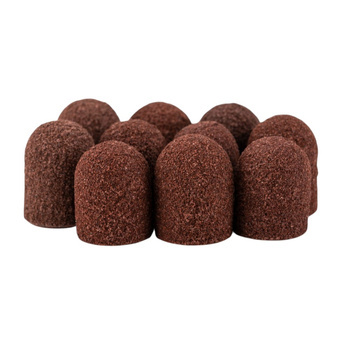 Capuchons abrasifs pour pédicure avec insert en coton, 10 mm, grain 150, marron, AlleMed, 10 pièces