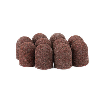 Capuchons abrasifs pour pédicure avec intérieur en coton, 13 mm, grain 80, marron, AlleMed, 100 pièces