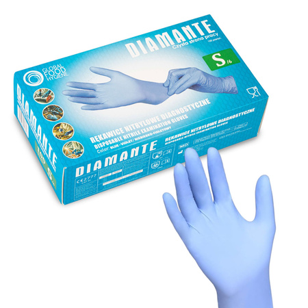 Одноразові нітрилові діагностичні та захисні рукавички Diamante, розмір S, синьо-фіолетові, 100 шт.