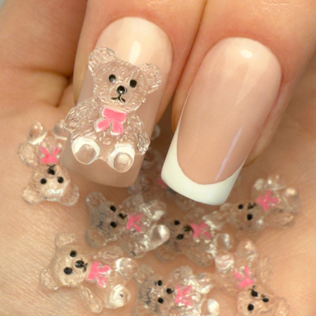 Décorations pour ongles « oursons » 3D n° 4, 20 pièces