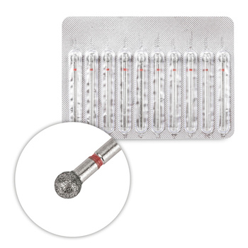 Juego de fresas de diamante esféricas de 4 mm, rojo suave, 10 unidades