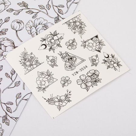 Water-slide nail stickers with flowers YZW-3534