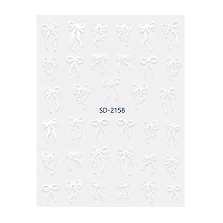 5D Self-Adhesive White Bow Nail Stickers SD-2158 MollyNails