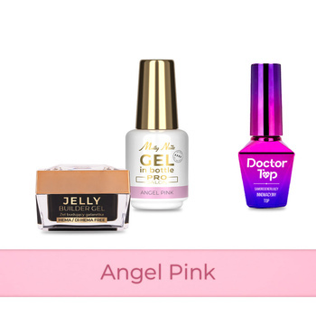 Molly Nails PRO MATCH SYSTEM 2+1 Angel Pink: 2 geles de construcción + Doctor Top 10 g