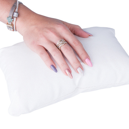 Armrest cushion for manicure, glittery white