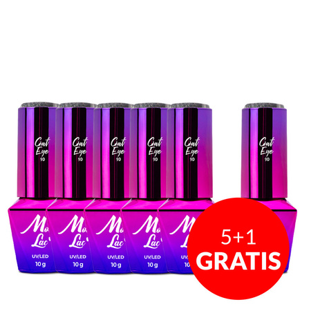 5+1gratis Magnetyczny lakier hybrydowy z efektem kociego oka Cat Eye Foxy Eyes Maximalist MollyLac 10g Nr 557