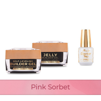 Molly Nails PRO MATCH SYSTEM 2+1 Pink Sorbet 2 gel modellanti + Doctor Top 15 g