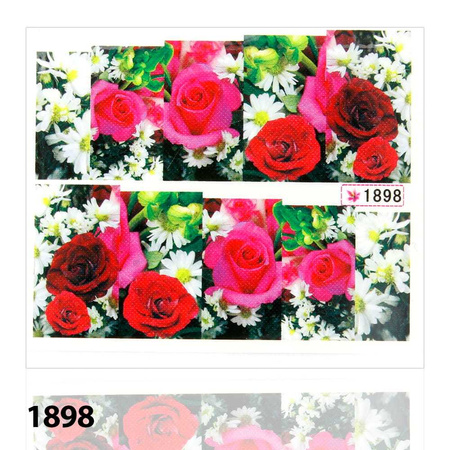 Water-slide nail stickers, flowers, No. 1898