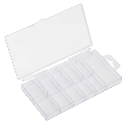 Schachtel für Nageltips oder kleinen Schmuck, 11 Fächer, transparent