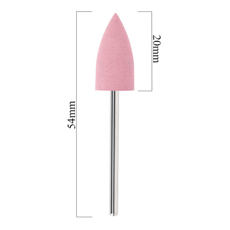 Fresa in gomma rosa a fiamma con gambo argentato G1020K