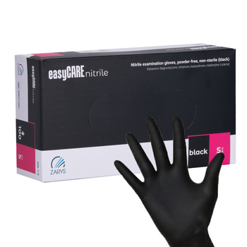 Одноразові нітрилові діагностичні та захисні рукавички Easycare nitrile Black, розмір S, чорні, 100 шт.