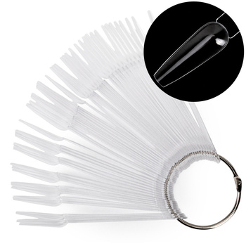 Ballerina wheel tester template for hybrid gels, varnishes, and powders, transparent, 50 pcs.
