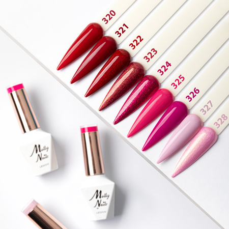 La Vie en Rouge No. 320 "First Love" LED/UV Gel Polish by MollyNails—HEMA/Di-HEMA Free, 8g+ FREE Reds Color Chart