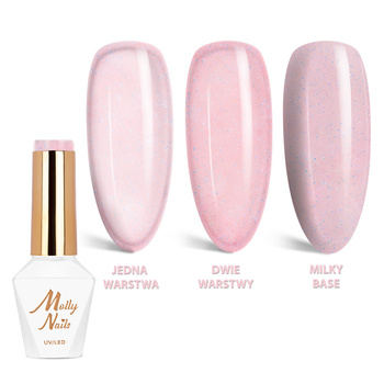 Vernis hybride Molly Nails Wedding Yes, I Do Rose pailleté transparent, sans HEMA/Di-HEMA, 8 g, n° 23