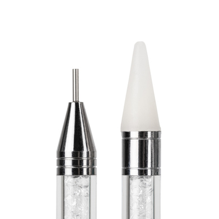 Applicatore per cera bifacciale con sonda per zirconi e decorazioni Molly Nails, bianco