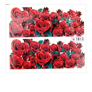 Adhesivos de agua para uñas, hoja con motivos florales, 6,5 x 5,5 cm, para 10 dedos, n.º 1613