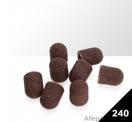 Abrasive caps for pedicure with cotton center, 13 mm, 240 grit, brown, AlleMed, 100 pcs.