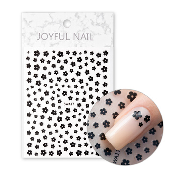 Thin, self-adhesive flower nail stickers SWA17, black