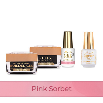 Molly Nails PRO MATCH SYSTEM 3+1 Pink Sorbet: 3 geles de construcción + Doctor Top 15 g