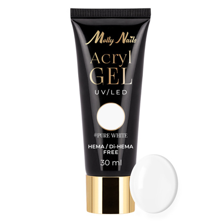 Акрилогель Polygel — гель для нарощування нігтів AcrylGel Molly Nails, без HEMA/Di-HEMA, Pure White, 30 мл