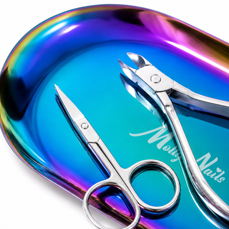 Metalowa tacka na narzędzia MollyNails owalna rainbow