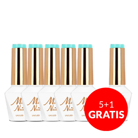 5 + 1 gratuit Vernis hybride Molly Nails Fancy Fashion Blue Punch sans HEMA/Di-HEMA 8 g n° 338