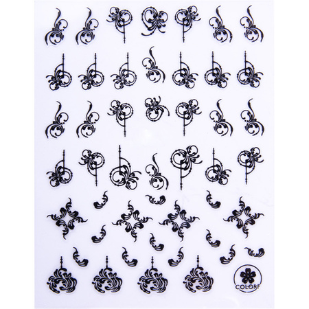 Thin self-adhesive nail stickers with ornamental designs, CB-176, black