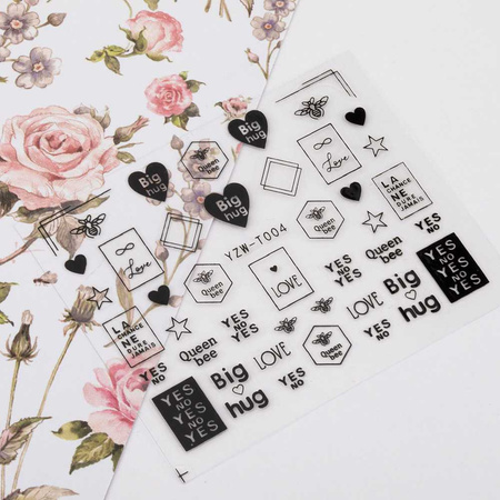 Self-adhesive nail stickers with lettering YZW-T004