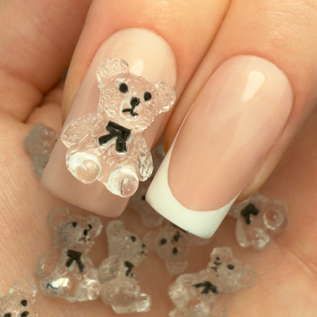 Molly Nails clear 3D teddy bear nail decorations, 20 pcs