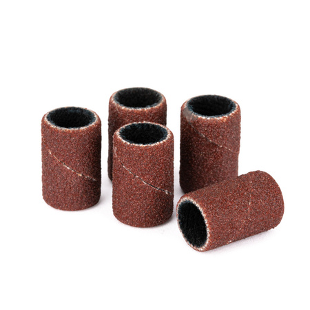 Manicure and pedicure caps, mandrels, abrasive tips, 6mm cylinder, 180 grit, AlleMed, brown, 50 pieces