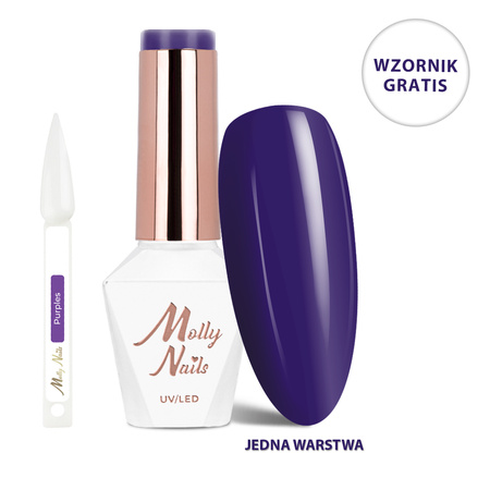 LED/UV-Hybridlack „Gel Polish The Trend Edit“ Nr. 305 „Nightfall“ von MollyNails, HEMA/Di-HEMA-frei, 8 g + Farbmuster „Purples“ GRATIS