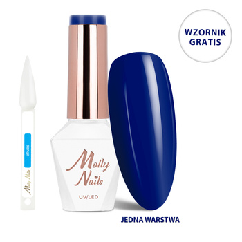 Esmalte híbrido LED/UV Gel Polish The Trend Edit n.º 306 Deep Navy MollyNails sin HEMA/Di-HEMA, 8 g + muestrario de tonos azules GRATIS