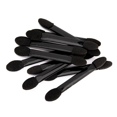Double-sided puppet applicator for powders and shadows, black, 6.2 cm, 10 pcs