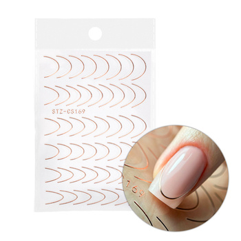 Adesivi per unghie / French / Linea del sorriso francese, 48 pezzi, rosa dorato, STZ-CS169