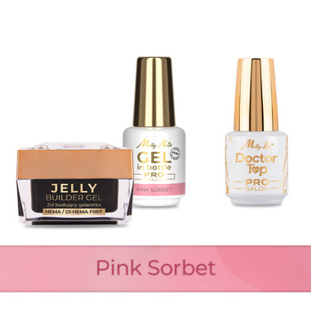Molly Nails PRO MATCH SYSTEM 2+1 Pink Sorbet: 2 geles de construcción + Doctor Top 15 g
