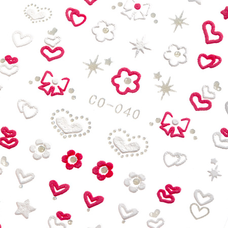 Adhesivos 3D para uñas con corazones de San Valentín CO-040