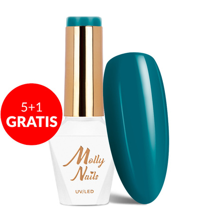 5 + 1 gratuit Vernis hybride Molly Nails Blue Sky Green Blue sans HEMA/Di-HEMA 8 g n° 117