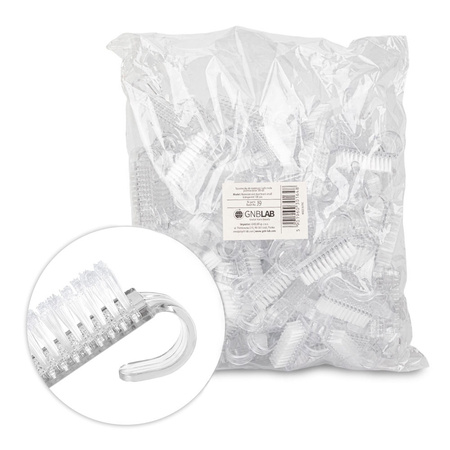 Cepillo pequeño transparente para manicura y polvo, 100 unidades