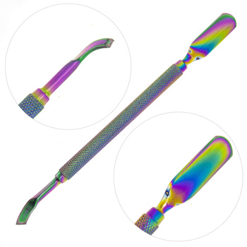 Double-sided hoof stick for pushing back cuticles and tool for removing gel, Rainbow No. 6