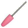 Fresa in gomma rosa, ovale, con gambo argentato