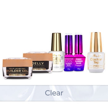 PRO MATCH SYSTEM 5+1 Clear : 3 gels : Jelly & SelfLeveling & Gel en flacon + 2 bases + Doctor Top 15 g GRATUIT