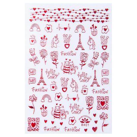 Thin self-adhesive Valentine's Day nail stickers R401 red