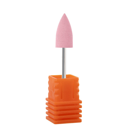 Fresa in gomma rosa a fiamma con gambo argentato G1020K
