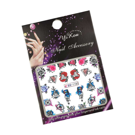 Water-slide nail stickers with flowers BN-1182