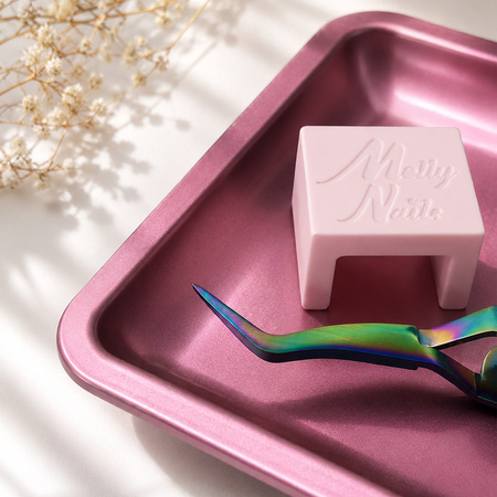 Bandeja metálica rectangular rosa para herramientas de MollyNails